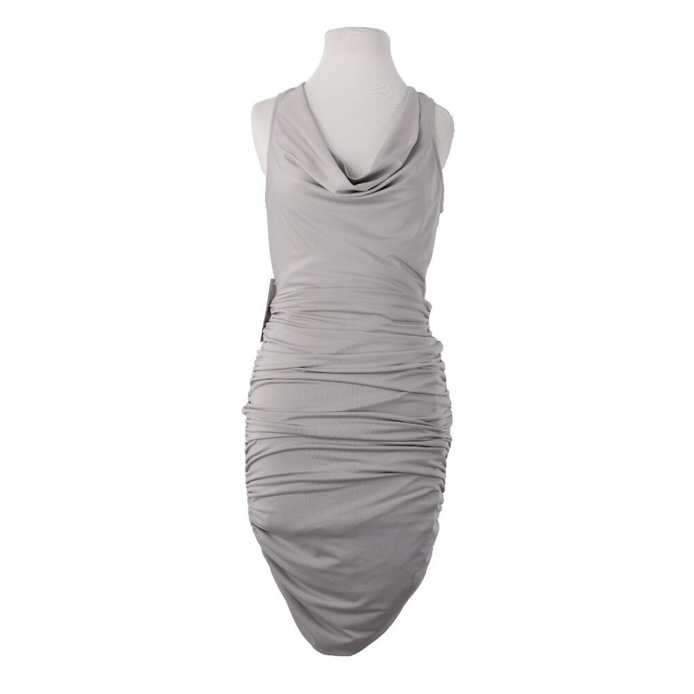 AX Paris Dress Sz 8 Silver Ruched Body Con Lined Polyester Elastane Dress